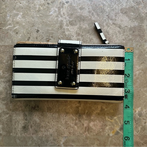 Kate Spade Patent Black and White Striped Wallet - Picture 8 of 8
